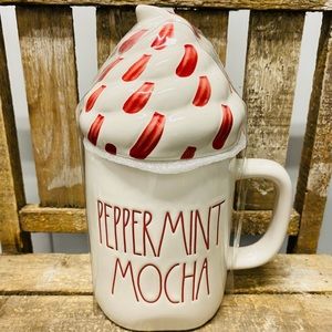 Rae Dunn PEPPERMINT MOCHA mug with whip cream topper